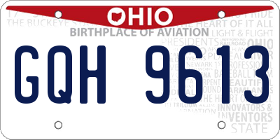 OH license plate GQH9613