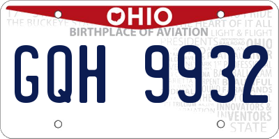 OH license plate GQH9932