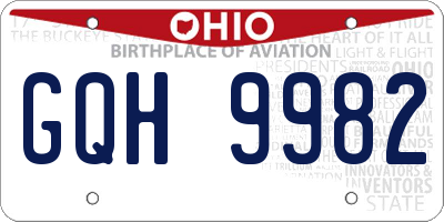 OH license plate GQH9982