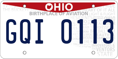 OH license plate GQI0113