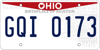 OH license plate GQI0173