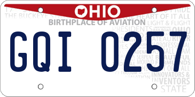 OH license plate GQI0257