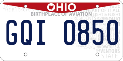 OH license plate GQI0850