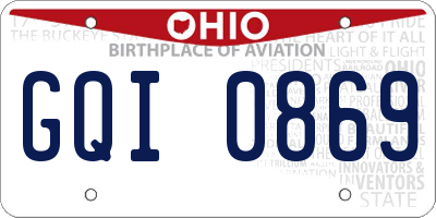 OH license plate GQI0869