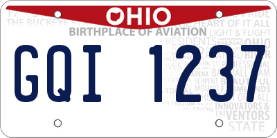 OH license plate GQI1237