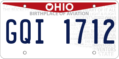OH license plate GQI1712