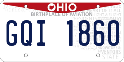 OH license plate GQI1860