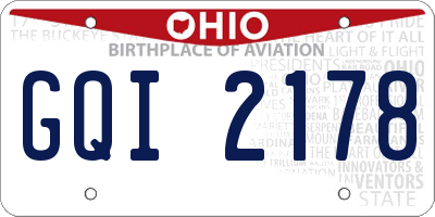 OH license plate GQI2178