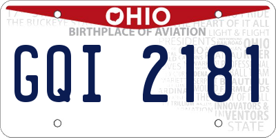 OH license plate GQI2181
