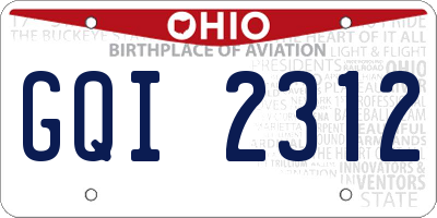 OH license plate GQI2312