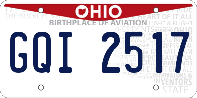 OH license plate GQI2517
