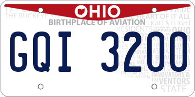 OH license plate GQI3200