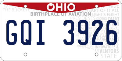 OH license plate GQI3926