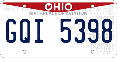 OH license plate GQI5398