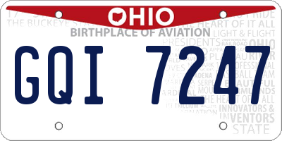 OH license plate GQI7247