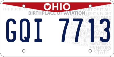 OH license plate GQI7713
