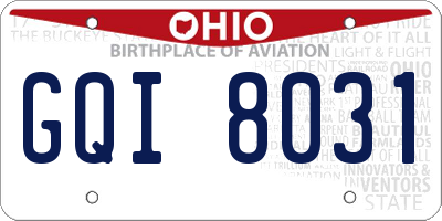OH license plate GQI8031