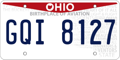 OH license plate GQI8127