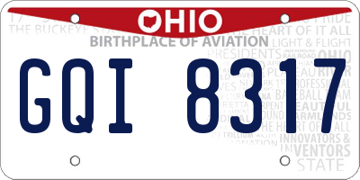 OH license plate GQI8317