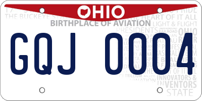 OH license plate GQJ0004