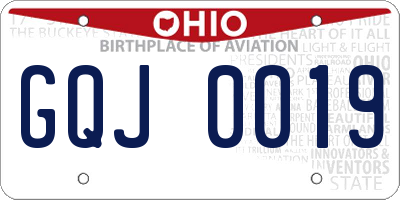 OH license plate GQJ0019