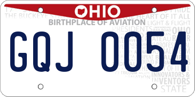OH license plate GQJ0054
