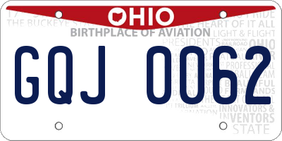 OH license plate GQJ0062