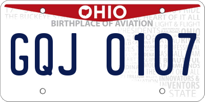 OH license plate GQJ0107