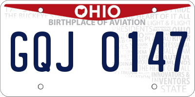 OH license plate GQJ0147