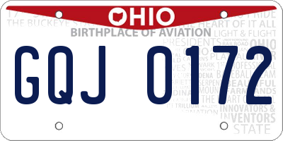 OH license plate GQJ0172