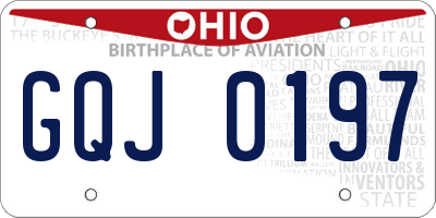 OH license plate GQJ0197