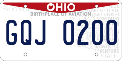 OH license plate GQJ0200