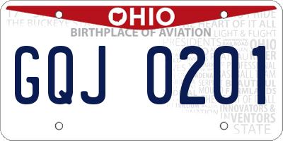 OH license plate GQJ0201
