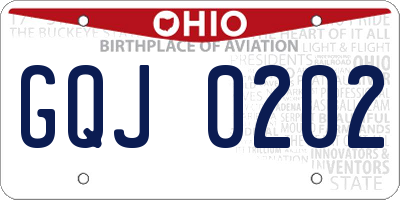 OH license plate GQJ0202