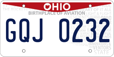 OH license plate GQJ0232