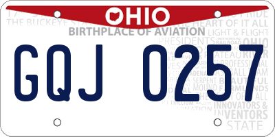 OH license plate GQJ0257