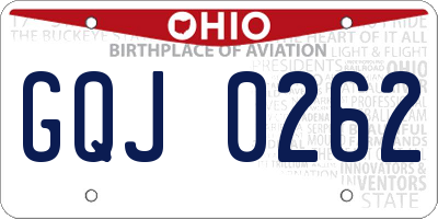 OH license plate GQJ0262