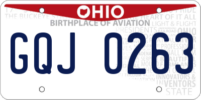 OH license plate GQJ0263