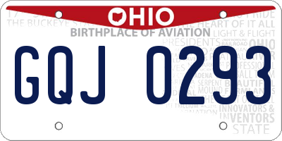 OH license plate GQJ0293