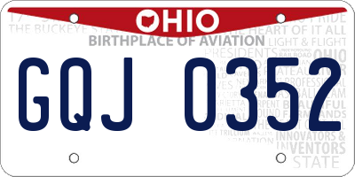 OH license plate GQJ0352