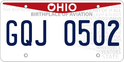 OH license plate GQJ0502