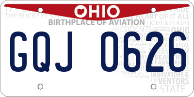 OH license plate GQJ0626