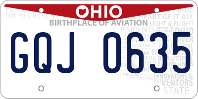 OH license plate GQJ0635