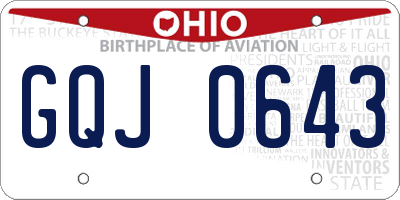 OH license plate GQJ0643