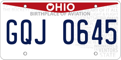 OH license plate GQJ0645