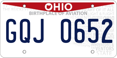 OH license plate GQJ0652