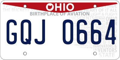 OH license plate GQJ0664