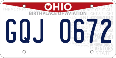 OH license plate GQJ0672