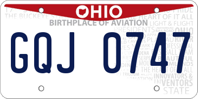 OH license plate GQJ0747