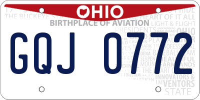 OH license plate GQJ0772